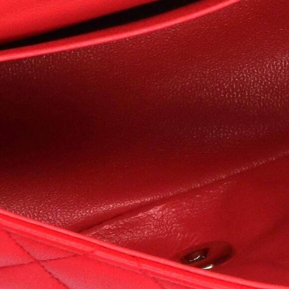 Authentic CHANEL CC Lambskin Quilted Mini Square Flap Pink Lambskin Matelasse - Picture 7 of 8